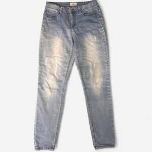 Light Wash Distressed Straight Leg Denim Jeans